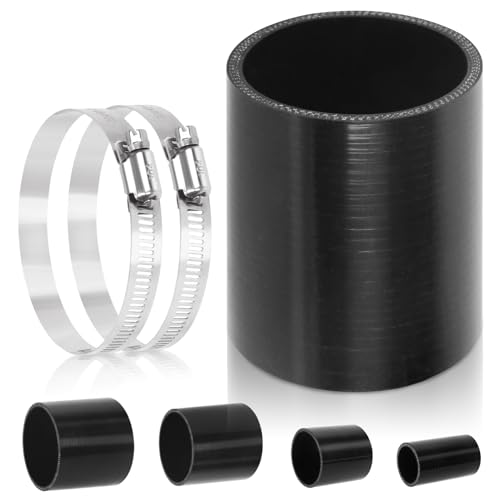 Glarks 2.5inch (63mm) ID Straight Coupler Silicone Hose 4inch(100mm) Length 4-Ply Reinforced High Performance with 2Pcs 59-82MM tainless Steel T-Bolt Clamp for Turbo, Intercooler and Intake