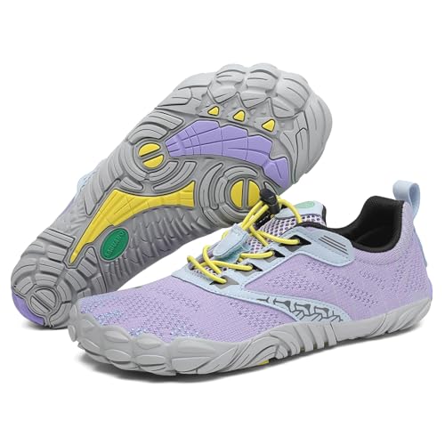 SAGUARO Barfußschuhe Herren Barfuss Schuhe Damen Knit Barfussschuhe rutschfest Zehenschuhe Barfuß Traillaufschuhe Barefoot Shoes Mit Breiter Zehenbox,Free Ⅰ - Barfußschuhe Lila,Gr.37