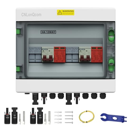 CNLonQcom Überspannungsschutz PV Solar Anschlusskasten 2 String DC 500V 32A Trennschalter Blitzschutz Mit 15A Sicherung IP65 2 In 2 Out Für PV Anlage Komplettset