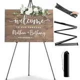 PUWOWYE Künstler Staffelei Stand, 160cm Verstellbares Stativ Tisch Kunst Leinwand Malerei Display, Easy Folding Studio Teleskop Boden Staffeleien für Hochzeit Poster Innen Außen, Schwarz