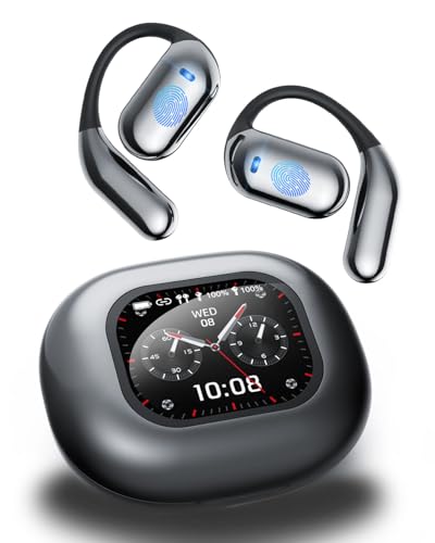 SANOTO KI Übersetzer kopfhörer, 144 Sprachen Translator Earbuds mit OWS LCD-Touchscreen, Open Ear Kopfhörer Bluetooth, Kopfhörer Übersetzer für Reise, Geschäfts, Studien