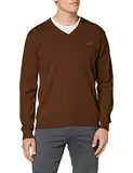 GANT Herren Classic Cotton V-Neck Pullover, Hazelnut Melange, L