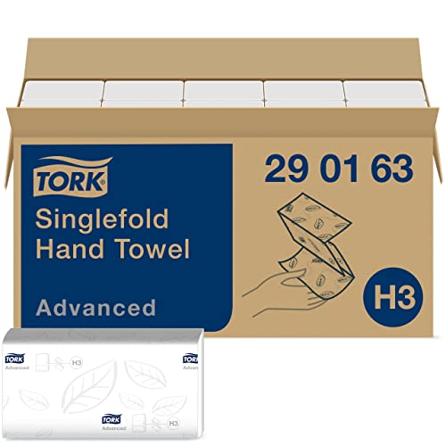 Tork Zickzack Papierhandtücher Advanced 290163 - H3 Falthandtücher für Papierhandtuchspender - saugfähig und reißfest, 2-lagig, weiß, groß - 15 x 250 Tücher