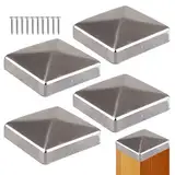 Pfostenkappen 9x9cm-5 Stück Pfostenabdeckung aus Metall, Pyramidenform Zaunpfosten Kappen für Holzpfosten- Abdeckkappen für Holzpfosten mit Schrauben aus Edelstahl