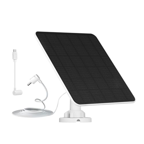 Solarpanel für Ring Kamera, 5W Kamera Solarpanel kompatibel mit Ring Stick Up Cam/Pro Akku, Spotlight Cam Plus/Pro Akku, Inklusive Barrel Stecker zu USB-C Adapter, IP65 Wasserdicht, 9.8ft Kabel