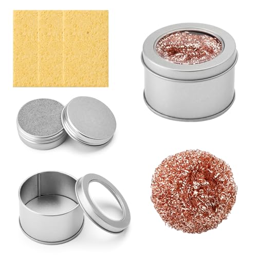 APOMOONS Lötspitzenreiniger, mit Reinigungspaste und 3 Stück Lötschwamm, Bleifrei Dose Lötspitzen Reaktivator Löten Zubehör Set Flussmittel Löten Lötkolben Spitzenreiniger Tip Tinner Cleaner 30g