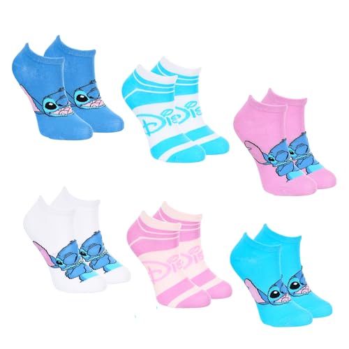 Disney Stitch Socken für Damen, 6er-Set Unsichtbare Kurze Baumwollsocken, Geschenk für Damen, Mädchen und Teenager, Größe EU 36/38