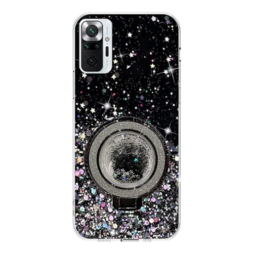 Miagon Treibsand Ständer Hülle Glitzer für Xiaomi Redmi Note 10 5G,Cute Dünn Crystal Schutzhülle Weiches Bling Transparent Case Bumper mit Flüssig Halter Kickständer