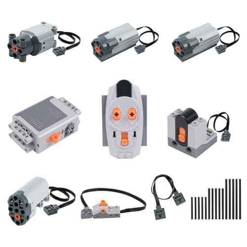 HOTUT Servo Motor Function, 25-teiliges Elektrisch Spielzeug Motor, Technology Power Functions Set, Batteriebox für Fernbedienung, Verlängerungskabel, Kompatibel mit Technik Zug