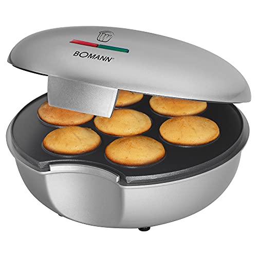 Bomann MM 5020 CB Muffin Maker, backen von bis zu 7 Muffins, Backflächen antihaftbeschichtet, Muffin Durchmesser ca. 4.5 cm, silber/schwarz