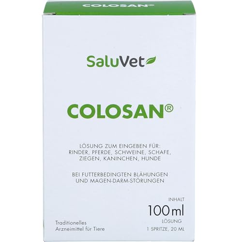 SaluVet ColoSan | 100 ml | Zugelassenes Arzneimittel für Pferde, Rinder, Schweine, Schafe, Ziegen, Kaninchen und Hunde | Bei futterbedingten Blähungen und Magen-Darm-Störungen