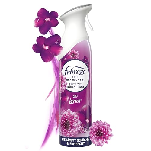 Febreze Lufterfrischer Spray Lenor Amethyst Blütentraum 185 ml, 2-in-1 Geruchsbekämpfung Und Frische