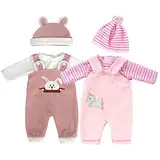 ZWOOS Puppenkleidung für Babypuppen 35-43 cm, süßes Outfit mit Hut kompatibel mit New Born Baby Puppen, Geschenke für Mädchen, Kinder, 2er-Pack