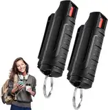 2 Stück Pfefferspray Schlüsselanhänger,Selbstverteidigung Schlüsselanhänger Mit Schlüsselring,Leichter Bedienen Verteidigungs Waffen für Frauen,Pepper Spray Self Defense Keychain Frauen (2, Schwarz)