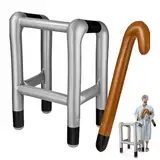 Aufblasbarer Rollator, Aufblasbarer Gehstock, Aufblasbarer Spazierstock, Aufblasbare Gehhilfe das Perfekte Set für Ihr Kostüm als Oma Oder Opa zum Karneval/Fasching Oder als Gag zum Geburtstag