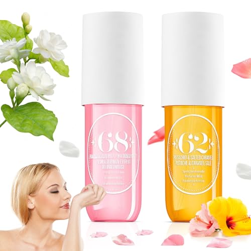 2 Stück Parfüm Bodyspray Damen, 90ml Parfum Body Spray, Hair and Body Fragrance Mist, Fruchtiges Body Mist, Lang Anhaltender Duftspray, Parfum Damen Set, für Reisen,Urlaubsreise,Gift for Women (2pcs)