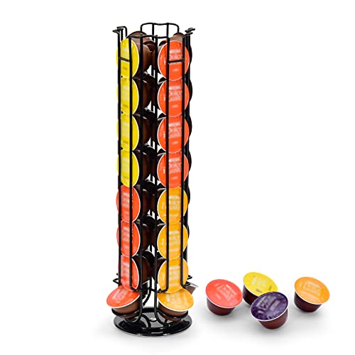 SYSYLY Kapselhalter, Kapselspender für 32 Dolce Gusto Kapseln, Kapselständer zur Aufbewahrung von Kaffeekapseln, Rutschfeste Basis,Drehbarer, Schwarz
