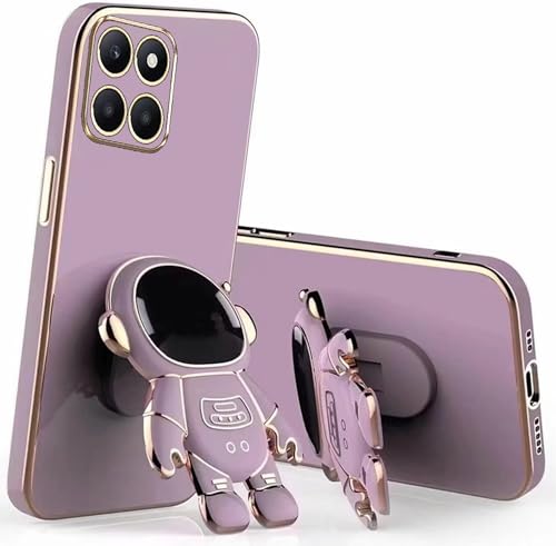 Miagon Kreativ Astronaut Ständer Hülle für Honor X8A,Cute Mädchen Dünn Galvanisierte Schutzhülle Weiches Case Bumper mit Astronaut Halter Kickständer