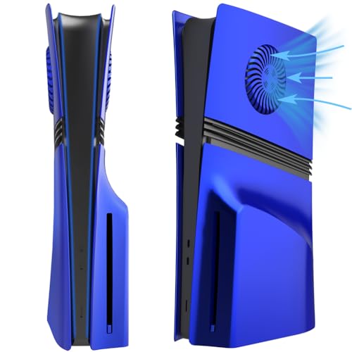 P5 Pro Schutzhülle Faceplates, Kühlplatte Shell Haut Belüftet Case Skin Hülle für PS5 Pro Zubehör Digital Edition/Disc Laufwerk Console Faceplates (Blau Disc Edition)