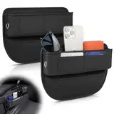 Supaway Aufbewahrungsbox Autositz Lücken Autositz Seat Gap Organizer Premium Leder Autositz Lückenfüller Organizer Sitzspalt Aufbewahrungsbox mit Loch USB-Kabel für Brillen, Karten, 2 Stück -Schwarz