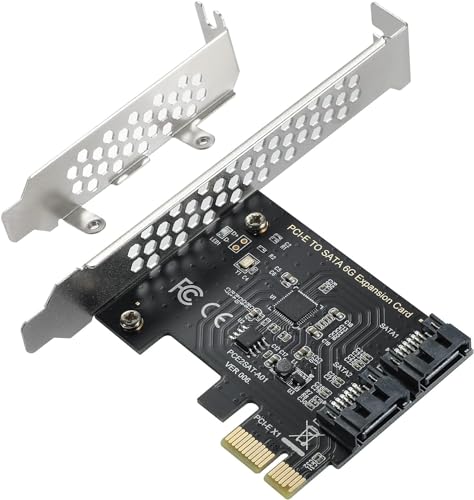 YBBOTT SATA III Erweiterungskarte mit 2 Ports, SATA-Controller-Karte für PCI-Express 1x 4X 8X 16x, unterstützt Windows, Ubuntu, Vista.