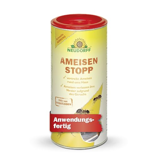 Neudorff AmeisenStopp – Anwendungsfertiges Ameisenstreumittel vertreibt Ameisen schnell aus Laufwegen und Nestern rund ums Haus, insektizidfrei, 200 g, Weiß
