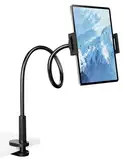 Klsniur Schwanenhals Tablet Halterung Ständer, Verstellbarer Handy/Tablet Halter mit Stabiler Klemme, Flexible Arme für Ipad/Handy/Switch/Samsung Galaxy Tabs 4,7-12,9 Zoll(Schwarz)
