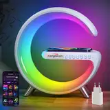 Kangtaixin Nachttischlampe mit Ladefunktion, APP control Led Stimmungslicht Tischlampe, EU Adapter RGB Nachttisch Lampe 13 Modi Nachtlicht für Kinder, Nachtlicht für Erwachsene Kinder Schlafzimmer