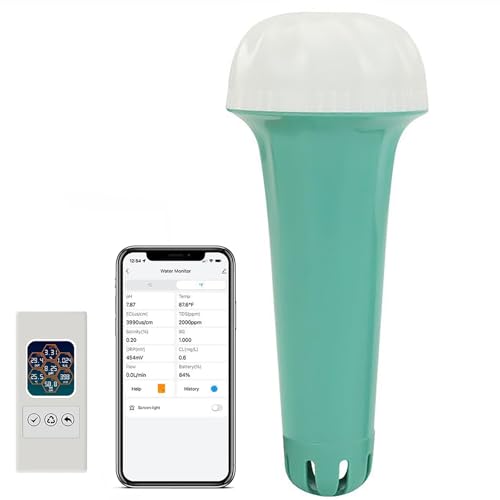 7-in-1 Digitaler Pool Wassertester, Smart Water Monitor, WLAN-fähig, Misst pH, Chlor, ORP, EC, TDS, Temperatur & Salzgehalt, App-Steuerung, für Pools & Whirlpools