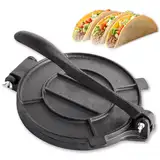 Tortilla Presse - Gusseisen Tortilla Press 30cm, Roti Maker, Pre-Seasoned Tortilla Maker, Heavy- Duty Taco Presse, Justierbare Tortilla Presse für hausgemachte Tortillas, Schwarz