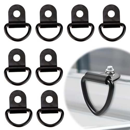 witeup 8 Stück Zurrösen für Anhänger D Ringe Haken, Schwarz Aufbauring Zurröse, Verzurrösen Zurrbügel Bis zu 100KG für Anhänger, Lastwagen