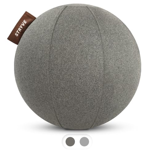 STRYVE Active Ball Wollfilz 65 cm Warm Grey, innovativer Sitzball mit Filzbezug, Alternative zum Bürostuhl, inkl. Luftpumpe