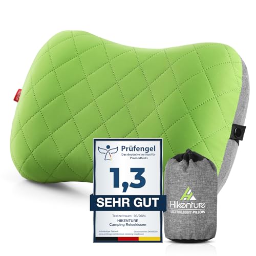 HIKENTURE Aufblasbares Camping/Reise Kissen mit Abziehbarem Kissenbezug, Ergonomisches Kopfkissen, Komfortables Nackenkissen für Reise/Outdoor, Inflatable Travel Neck Pillow(Grün)…