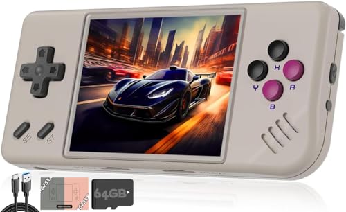 Whatsko RG28XX Handheld Spielkonsole,Retro Konsole 2.83 Inch IPS Screen 3100mAh,Linux System Built-in 64G Karte 5516+ Spiele,Support HDMI TV Output und Multimedia Application(Grau)