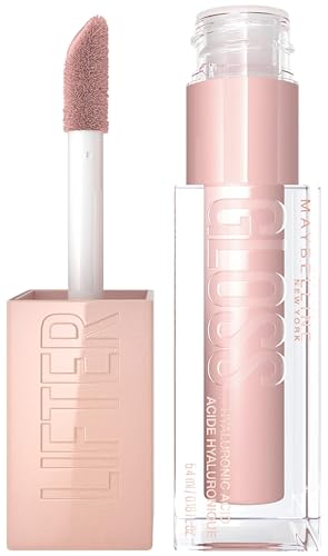 Maybelline New York Glänzender Lipgloss für voller wirkende Lippen, Feuchtigkeitsspendend, Mit Hyaluronsäure, Lifter Gloss, Farbe: Nr. 002 Ice (Nude), 1 x 5,4 ml