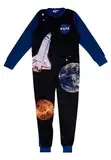 NASA Jumpsuit für Jungen - Overall Kinder Pyjama Schlafanzug Langarm Blau/Schwarz (DE/NL/SE/PL, Numerisch, 122, 128, Regular, Blau/Schwarz)