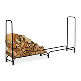 Relaxdays Kaminholzregal, extra breit, für großen Holzvorrat, Kaminholzständer, Metall, HxBxT 122 x 245 x 40 cm, schwarz