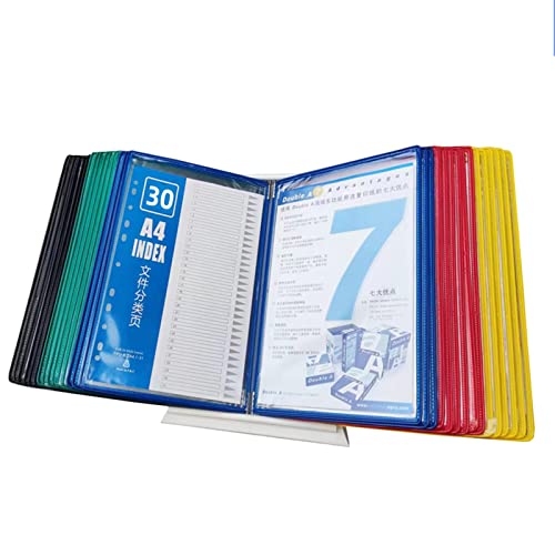 MOKLYF Desktop-Referenzsystem mit 30 Anzeigetaschen, wandmontierter Flip-File-Halter, Schreibtisch-Referenz-Organizer für A4-Dokumentreferenz und -speicherung(E
