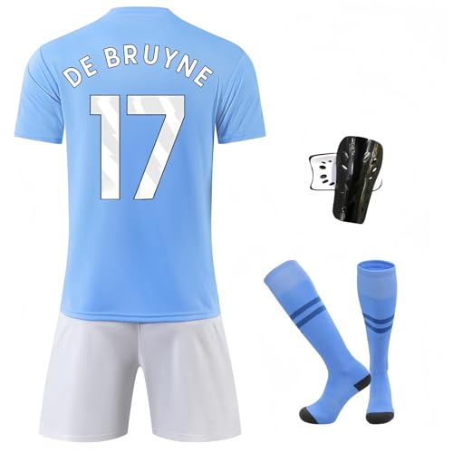 ASKAWTE 23/24 Manchester - Harland De Bruyne Grealish-Trikot für Kinder Fußball Trikot Fußballtrikot Kinder Shorts und Socken Fussball Set (23/24Home-De Bruyne,L)