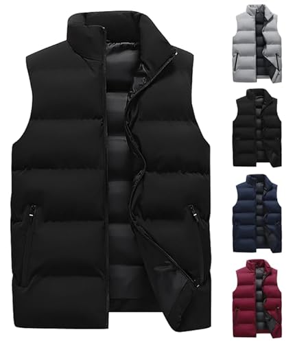 Herren Weste Outdoor Warme Steppweste Sportwesten für Männer Wärme Dicke Herren Weste Daunenweste Ärmellose Outdoorjacke mit Reißverschluss Taschen Sale Angebote