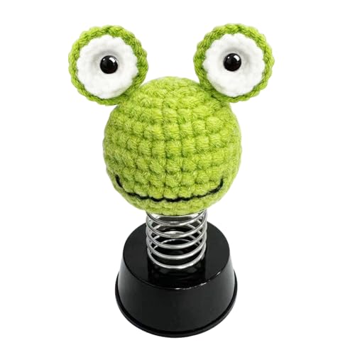 KIAYOO Auto Deko,Gestrickte Frosch Heim Büro Armaturenbrett Dekoration Zubehör,Wackelfigur Geschenk für Ihn Sie Männer Frauen Freunde Freund Geburtstag Weihnachten Valentinstag