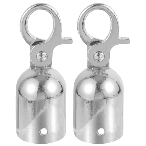 2 Stück Seilendkappe 20mm Mit Haken Seilendanschlag Karabinerhaken Robuste Karabinerhaken Glockenstecker Stahl-Endstopper für Terrassenbeschläge Und Sichere Silbe