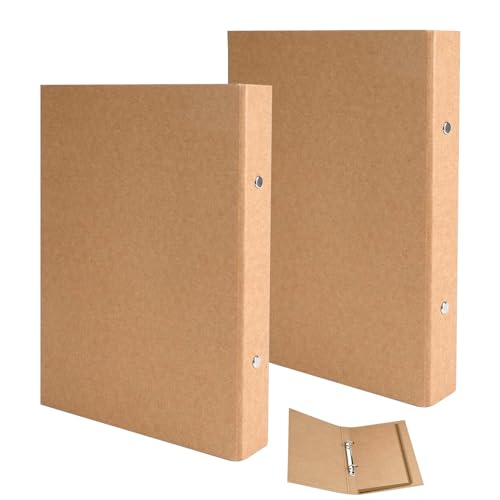 Ringbuch A5 Nachfüllbar Kraftpapier,2 Stück A5 Ringbuch, Ringordner,Ringbuch Ordner A5 mit 2 Ringe zum Hinzufügen Broschüren,Geeignet für Schulen, Büros（176mm*235mm）