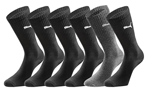 PUMA Unisex Sportsocken Crew 6 Paar Pack - Black Combo - Größe 43-46