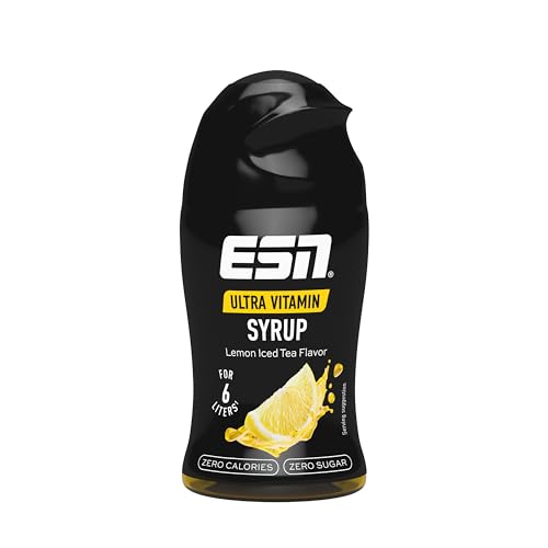 ESN Ultra Vitamin Syrup, Lemon Iced Tea, 65 ml, für 6 l Fertiggetränk, zuckerfreier Sirup mit Vitaminen, hochkonzentriert, zero Kalorien - made in Germany