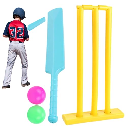 Pineeseatile Cricket -Kit, Kinder Cricket -Set, Kit mit ABS -Fledermaus, Stümpfen, 2 Balls Eltern -Kind -Interaktionsspiel für Garden Beach Home Equipment für Kinder im Alter von 3+