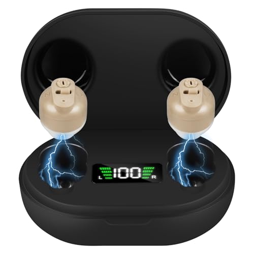 Aolso Hörgeräuschverstärker, Wiederaufladbarer Sound-Verstärker, Noise Cancelling, USB Ladestation, Aufbewahrungsbox, ergonomische Passform Kopfhörer Kabellos