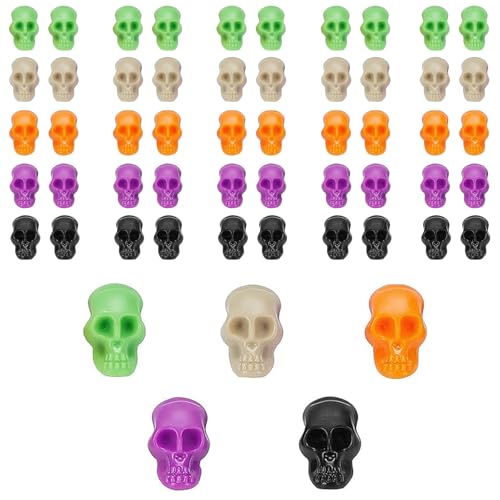 YUGUOLAN 50 Stück Totenkopf Deko, Schädel Deko, Skull Deko, Mini Totenkopf Figur, Halloween Skelett Dekoration Blumentopf-Dekoration, Für Spukhaus, Halloween Horror Party, Dekoration Für Halloween