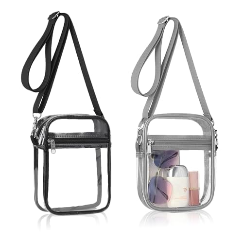 RFYTDCF 2 Stück Durchsichtige Tasche Konzert, Wasserdichte Transparente Konzerttasche PVC Umhängetasche Crossbody Schultertasche Station Genehmigte Crossbag für Reisen Shopping