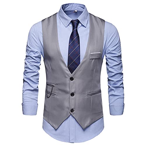 WKAYsIV Blaue Anzüge Kinder Anzugweste Britische Slim Fit Große Formale Weste Puppenkleidung Weste (Grey, S)